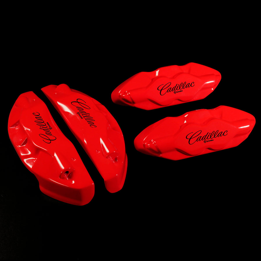 Custom Brake Caliper Covers for Cadillac in Red Color – Set of 4 + Warranty