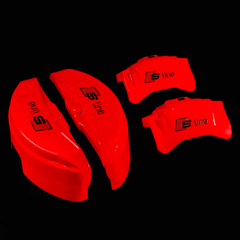 Brake Caliper Covers for a 2023 Audi Q5 in Red with S-line Logo