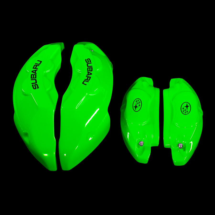Custom Brake Caliper Covers for Subaru in Green Color – Set of 4 + Warranty