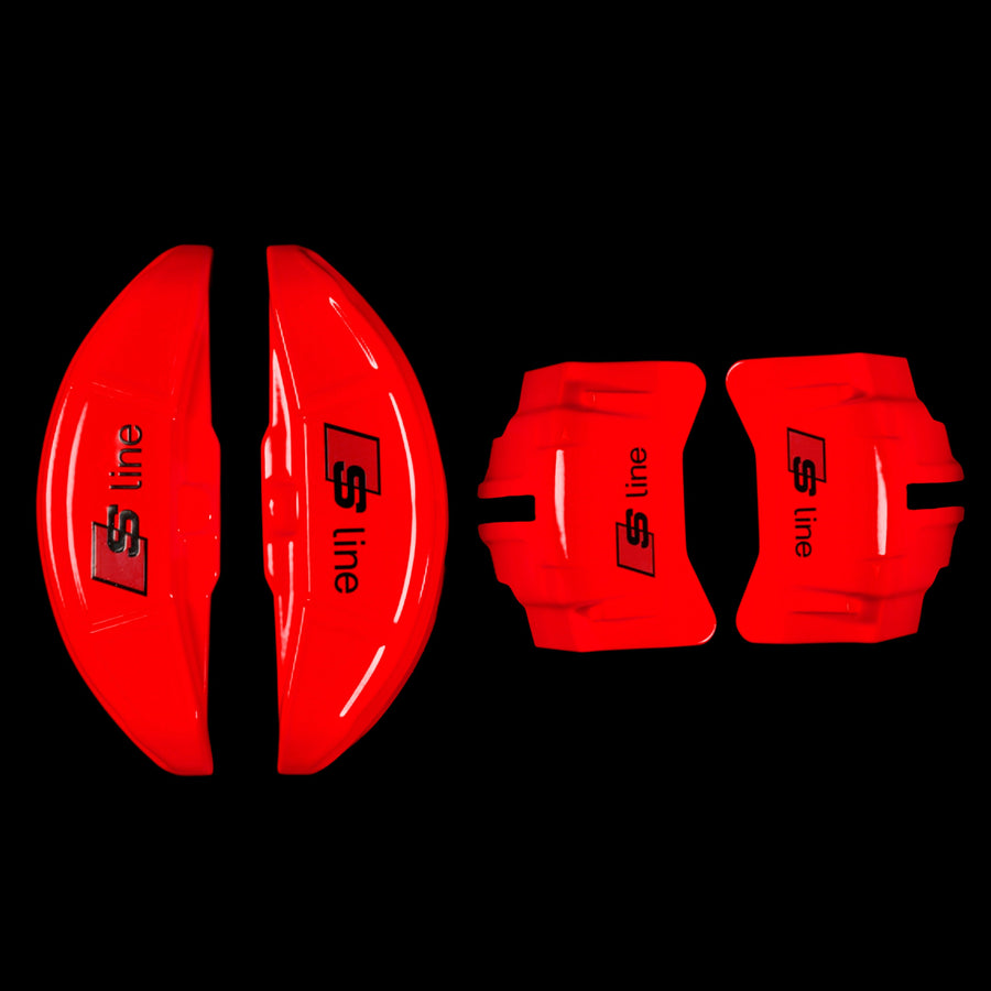 Brake Caliper Covers for a 2023 Audi Q5 in Red with S-line Logo
