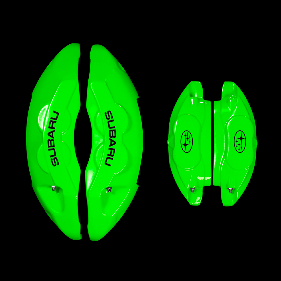 Custom Brake Caliper Covers for Subaru in Green Color – Set of 4 + Warranty