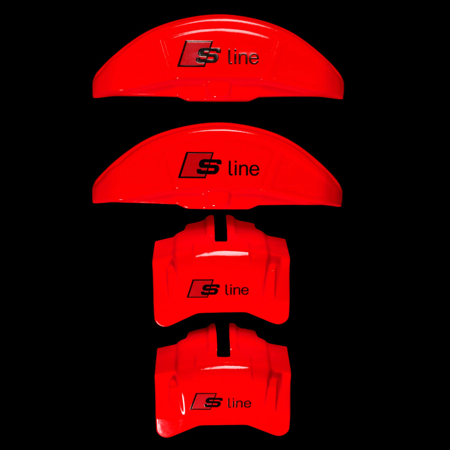 Brake Caliper Covers for a 2023 Audi Q5 in Red with S-line Logo
