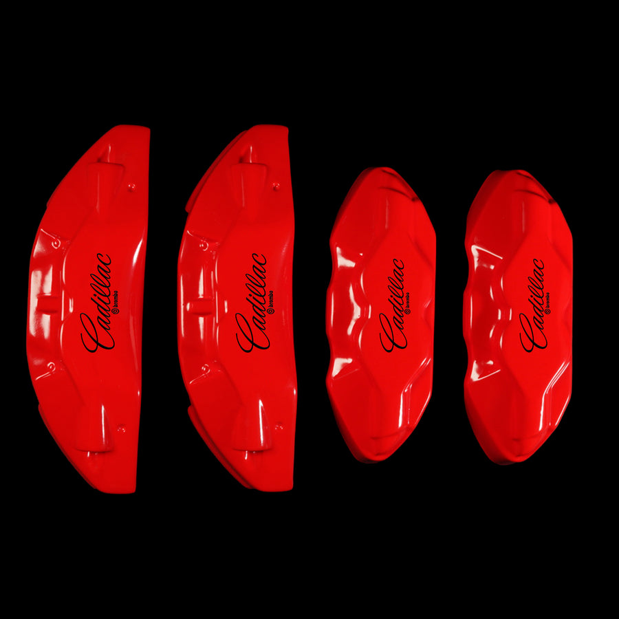 Custom Brake Caliper Covers for Cadillac in Red Color – Set of 4 + Warranty