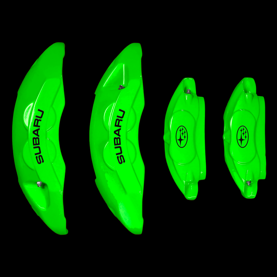 Custom Brake Caliper Covers for Subaru in Green Color – Set of 4 + Warranty