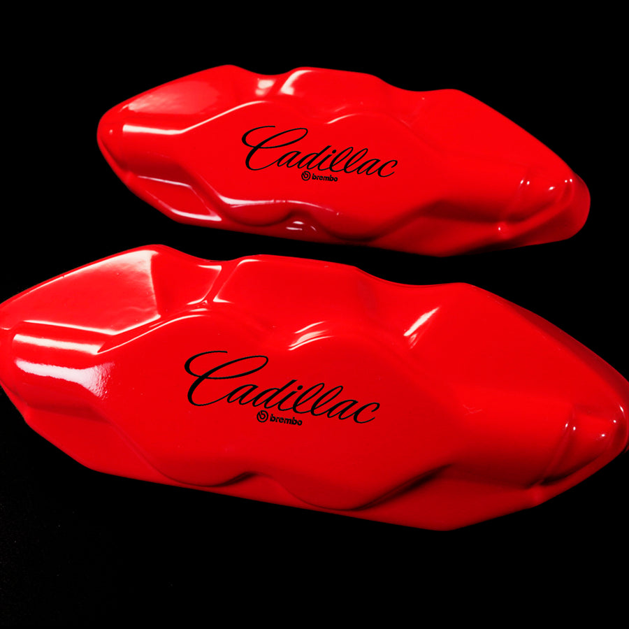 Custom Brake Caliper Covers for Cadillac in Red Color – Set of 4 + Warranty