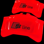 Brake Caliper Covers for a 2023 Audi Q5 in Red with S-line Logo