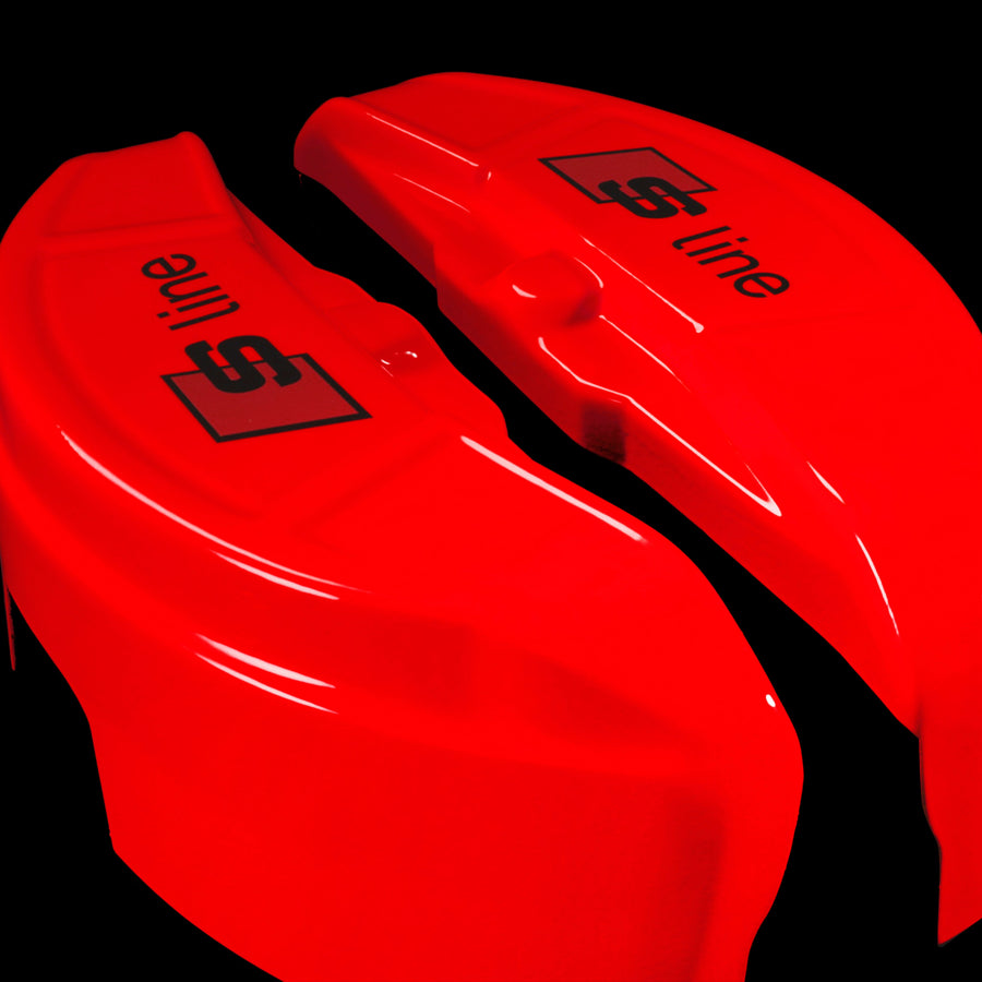 Brake Caliper Covers for a 2023 Audi Q5 in Red with S-line Logo