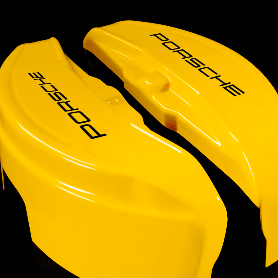 Custom Brake Caliper Covers for Porsche in Yellow Color – Set of 4 + Warranty