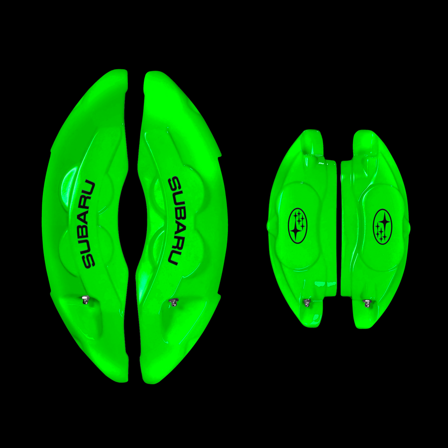 Custom Brake Caliper Covers for Subaru in Green Color – Set of 4 + Warranty