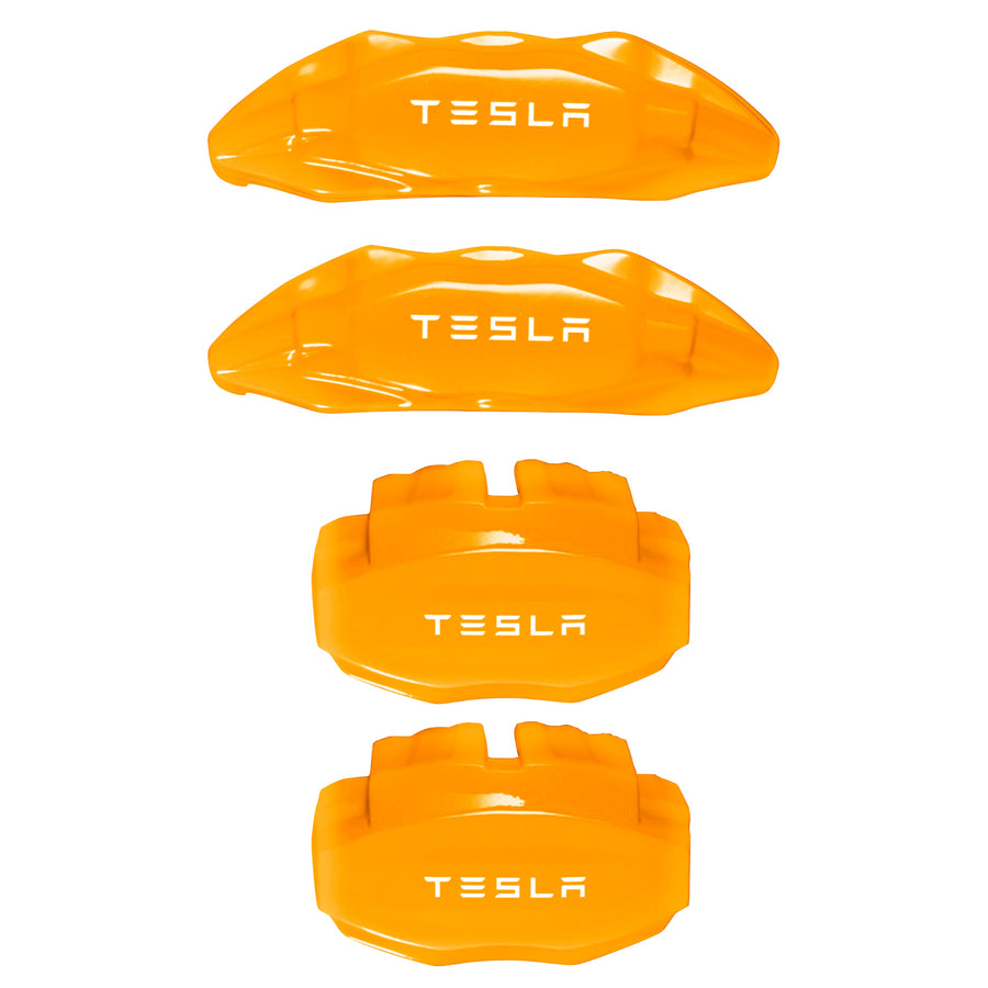 Custom Brake Caliper Covers for Tesla in Orange Color – Set of 4 + Warranty