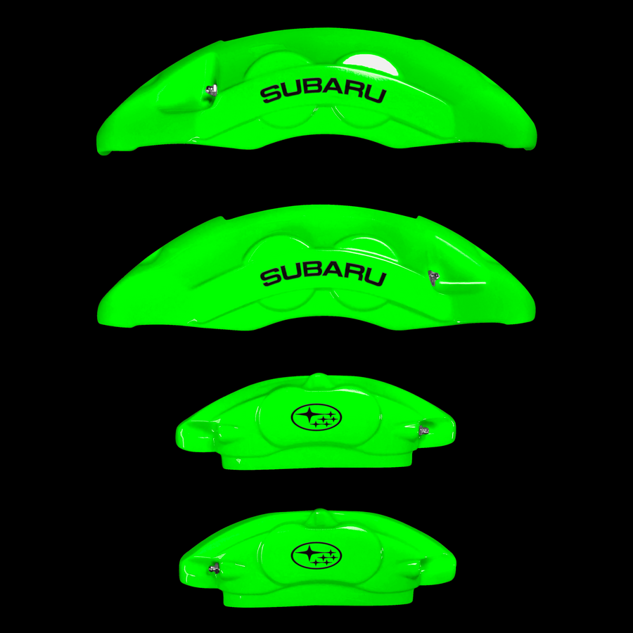Custom Brake Caliper Covers for Subaru in Green Color – Set of 4 + Warranty