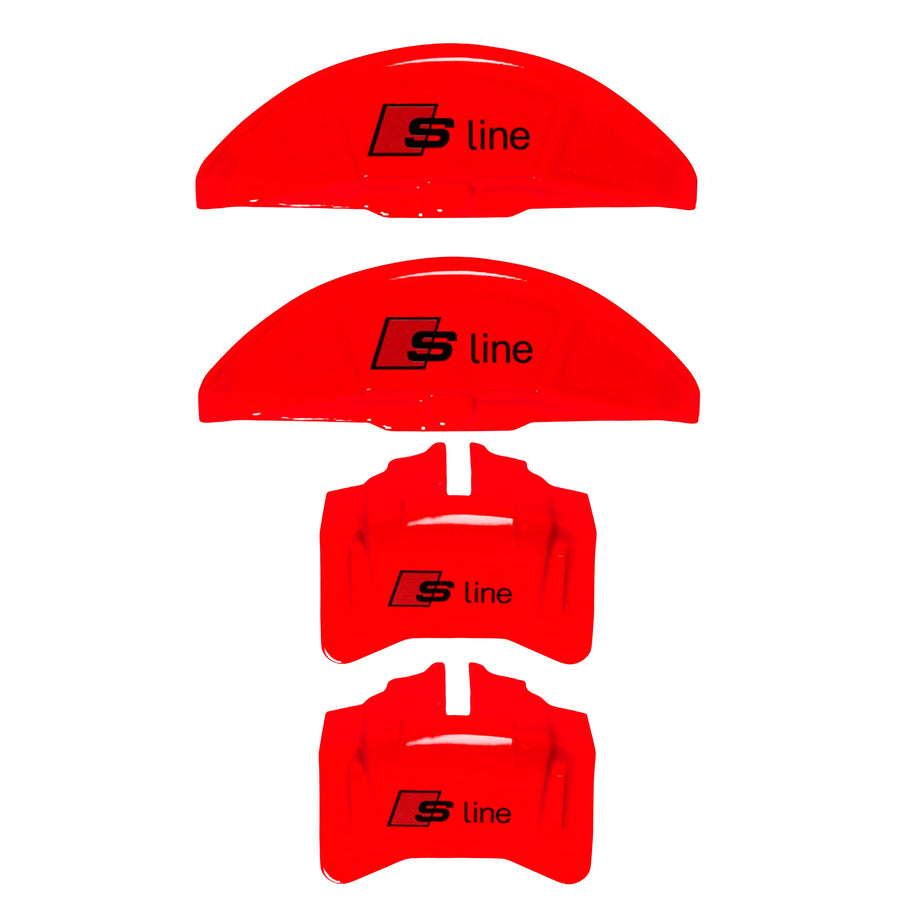 Brake Caliper Covers for a 2023 Audi Q5 in Red with S-line Logo