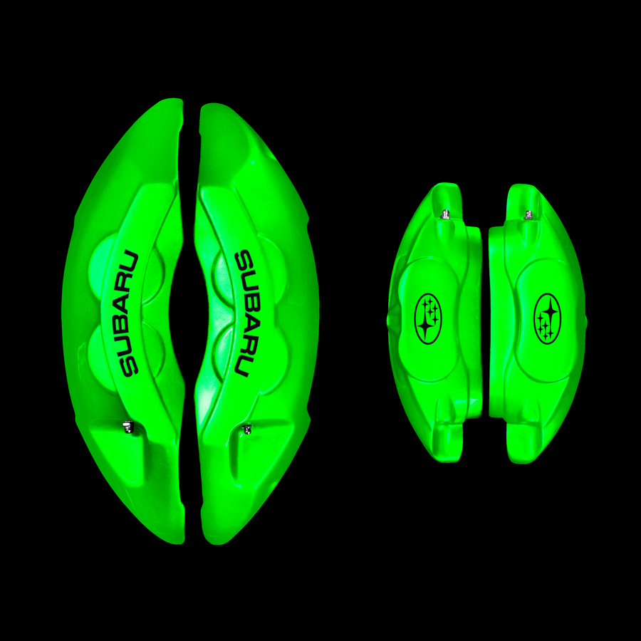 Custom Brake Caliper Covers for Subaru in Green Color – Set of 4 + Warranty