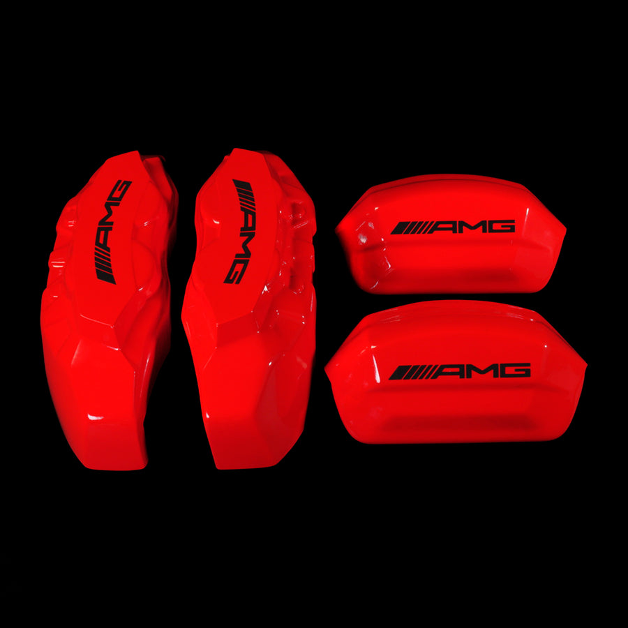 GTSR 4-Piece Red Brake Caliper Covers – For Mercedes 4Matic A B C E ML GL GLC AMG (Plastic, Germany)