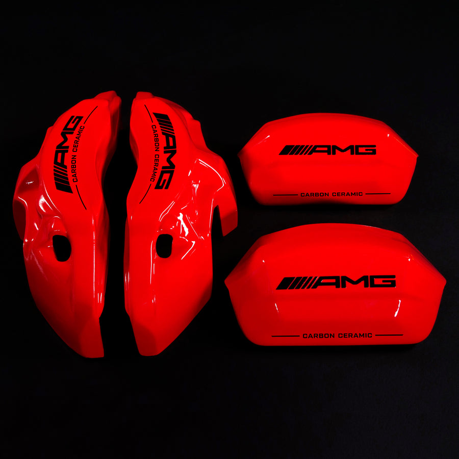 Brake Caliper Covers for Mercedes-Benz C63 2015-2018 – AMG Ceramic Style in Red Color – Set of 4 + Warranty