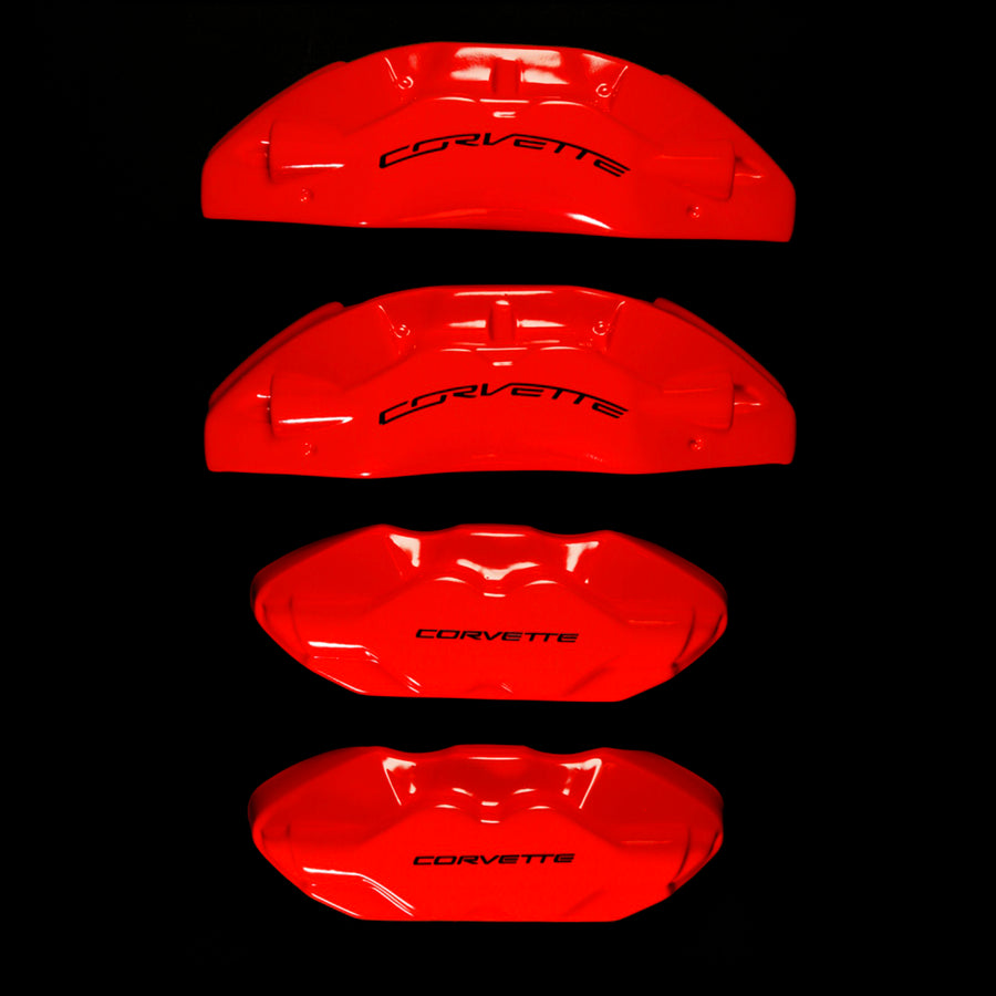 Brake Caliper Covers for Chevrolet Corvette in Red Color – Set of 4 + Warranty