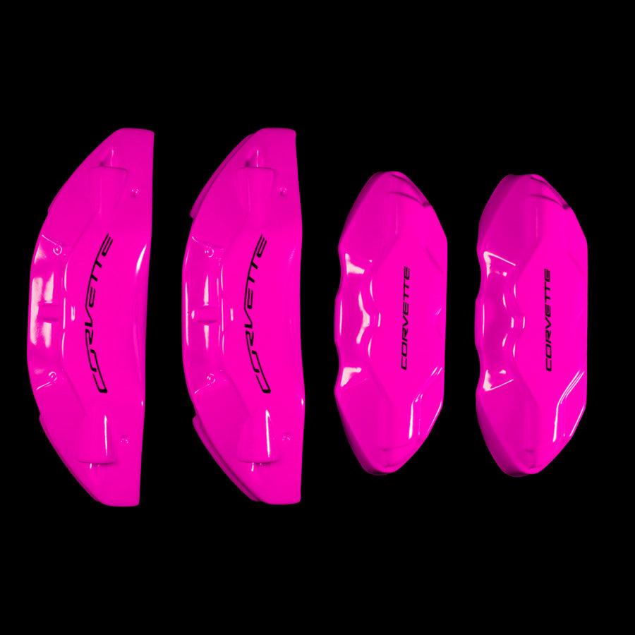 Brake Caliper Covers for Chevrolet Corvette in Fuchsia Color – Set of 4 + Warranty