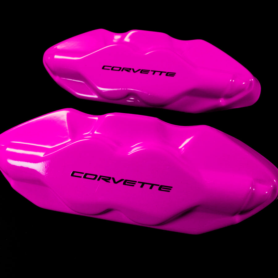 Brake Caliper Covers for Chevrolet Corvette in Fuchsia Color – Set of 4 + Warranty