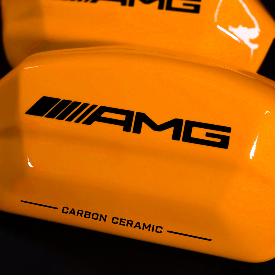 Brake Caliper Covers for Mercedes-Benz C63 2015-2018 – AMG Ceramic Style in Orange Color – Set of 4 + Warranty