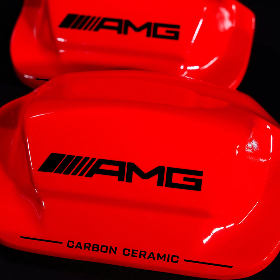 Brake Caliper Covers for Mercedes-Benz E350 2003-2016 – AMG Ceramic Style in Red Color – Set of 4 + Warranty