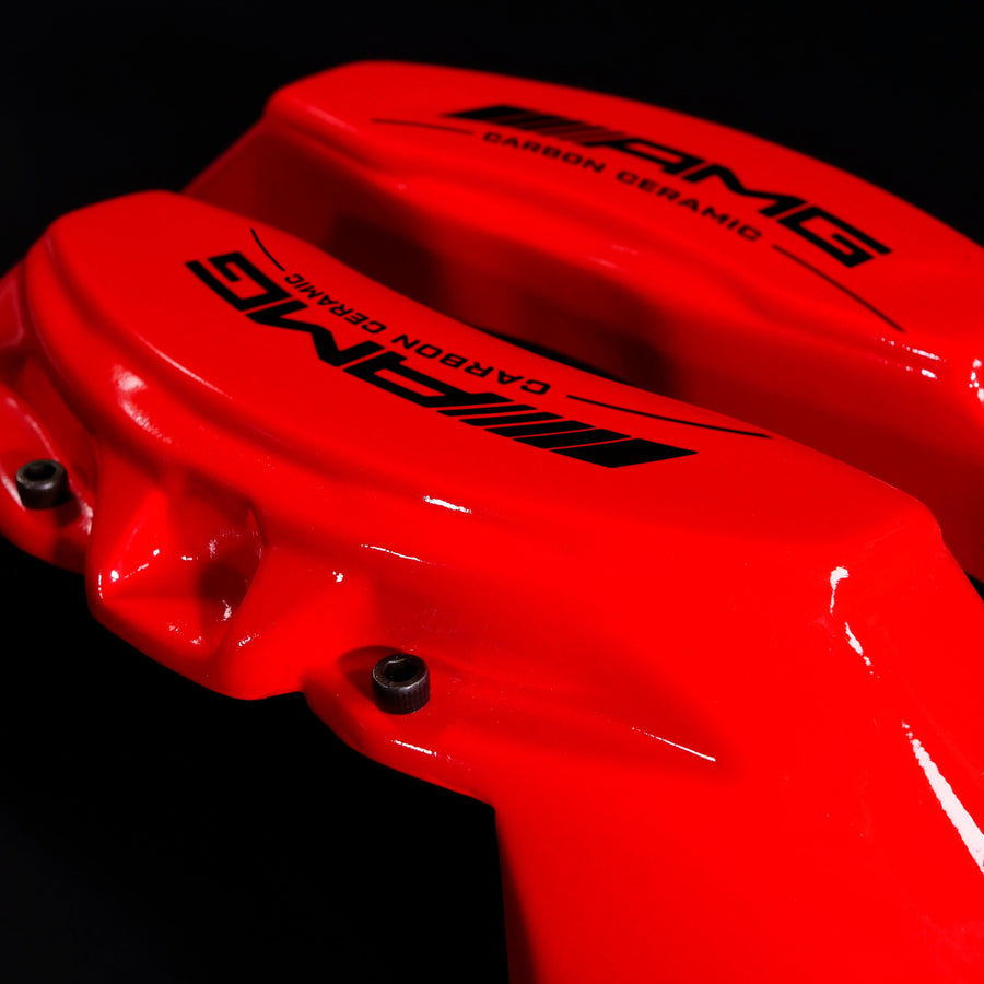 Brake Caliper Covers for Mercedes-Benz E350 2003-2016 – AMG Ceramic Style in Red Color – Set of 4 + Warranty