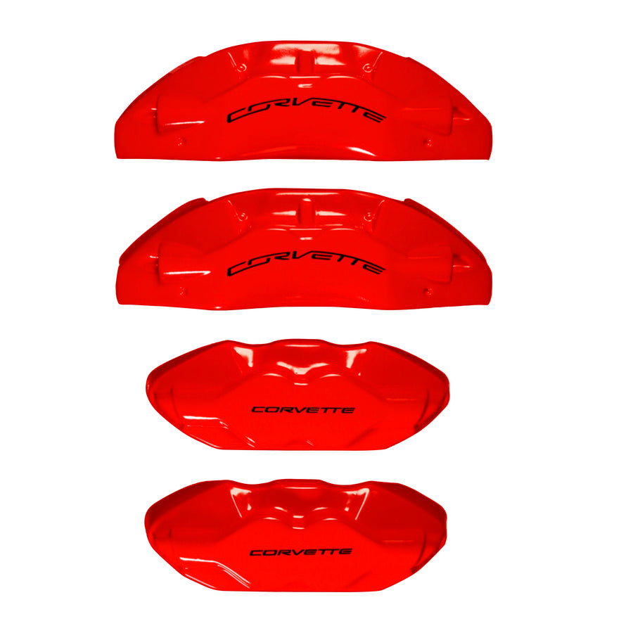 Brake Caliper Covers for Chevrolet Corvette in Red Color – Set of 4 + Warranty